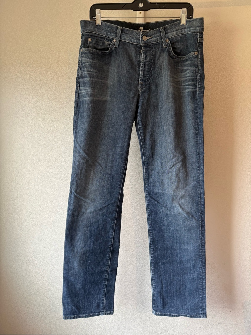 7 for all mankind Blue Straight-Leg Jeans